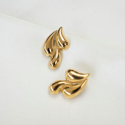 Gouden oorstekers met 3 druppels, gemaakt van roestvrij staal, minimalistisch ontwerp